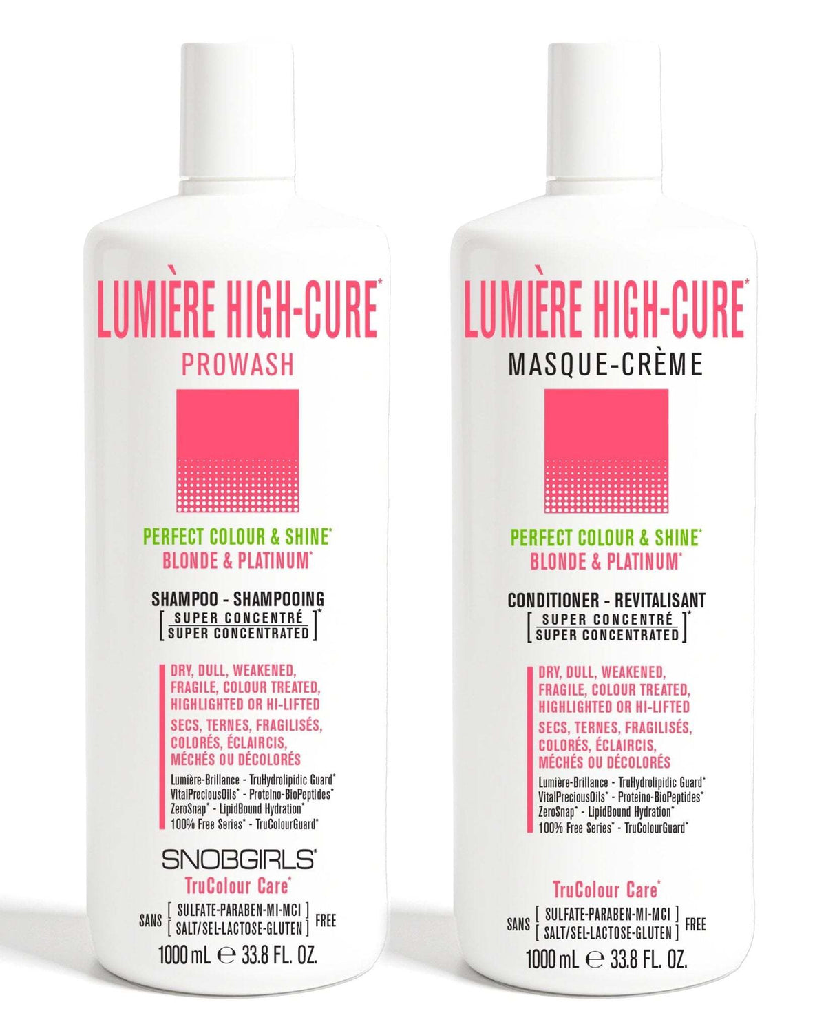 LUMIERE HIGHCURE Shampoo and Conditioner Duo for blonde and platinum hair, nourishing and protecting color-treated hair