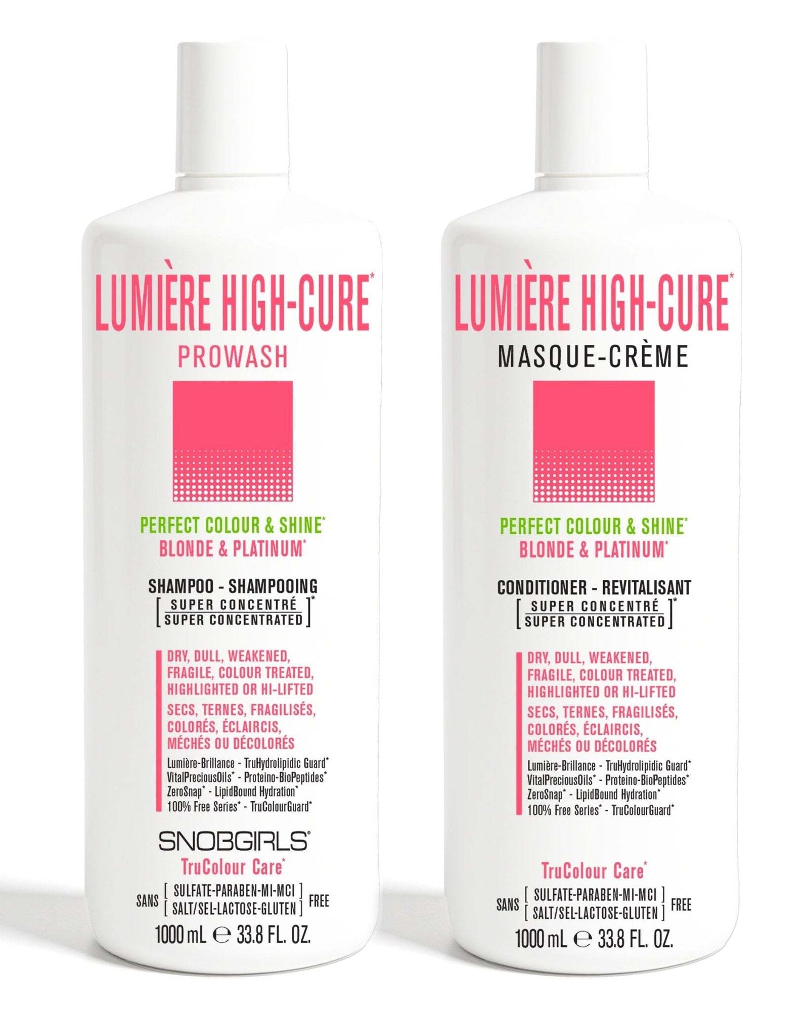 LUMIERE HIGHCURE Shampoo and Conditioner Duo for blonde and platinum hair, nourishing and protecting color-treated hair