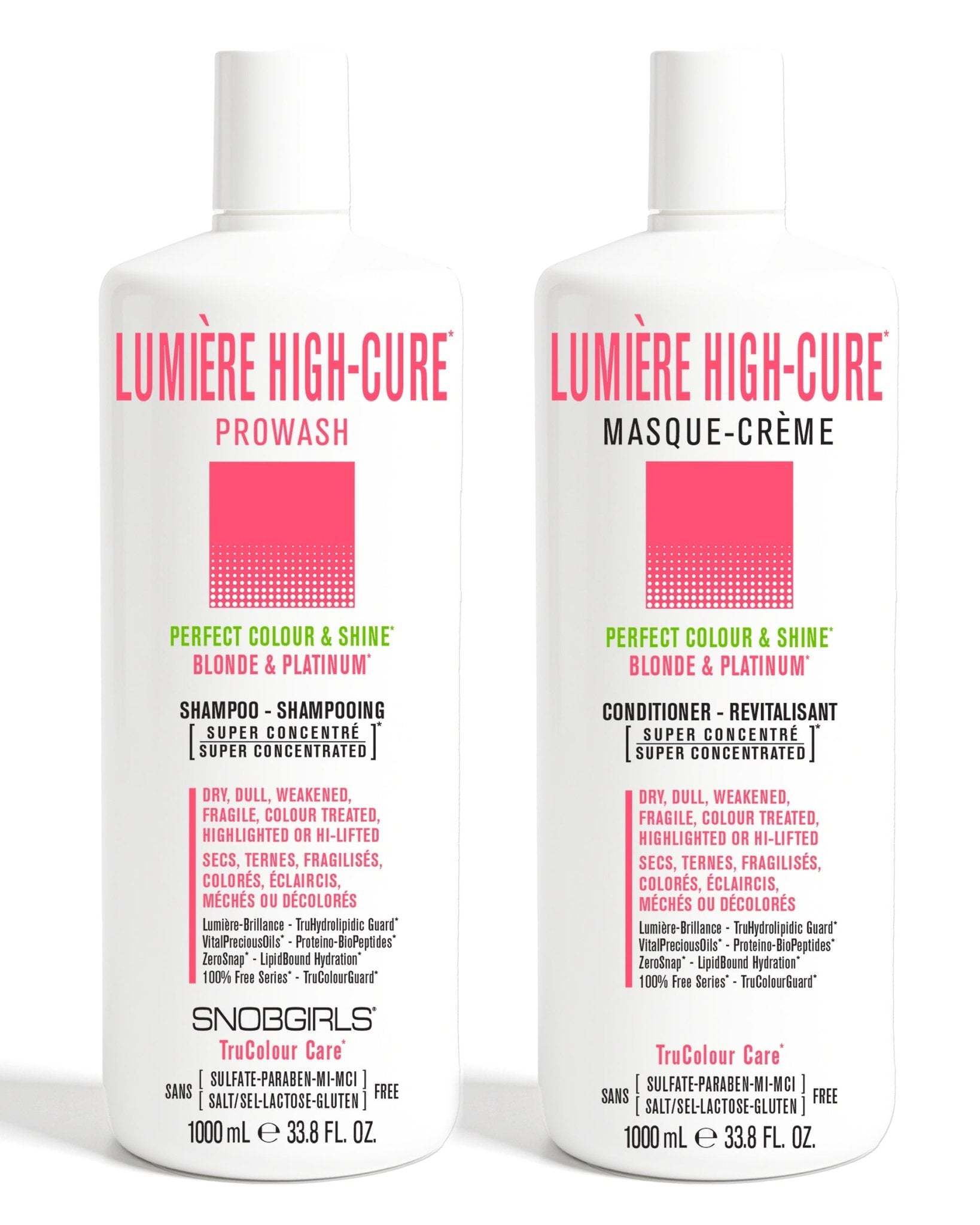 LUMIERE HIGHCURE Shampoo and Conditioner Duo for blonde and platinum hair, nourishing and protecting color-treated hair