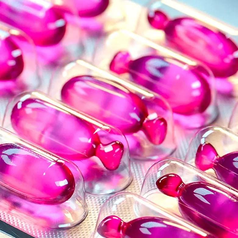 PROCURE Vegan Hair Oil pink capsules in blister pack for color-treated hair nourishment and protection