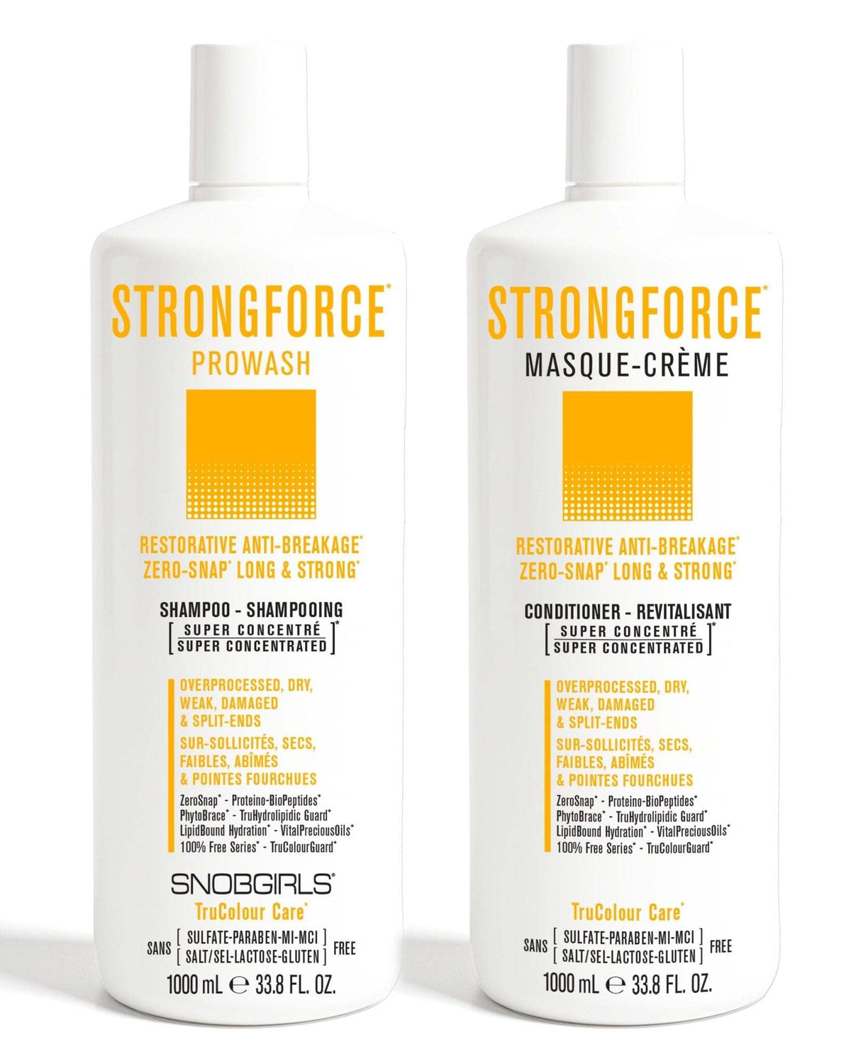 STRONGFORCE Shampoo Conditioner duo 1000ml each for restorative anti-breakage hair care