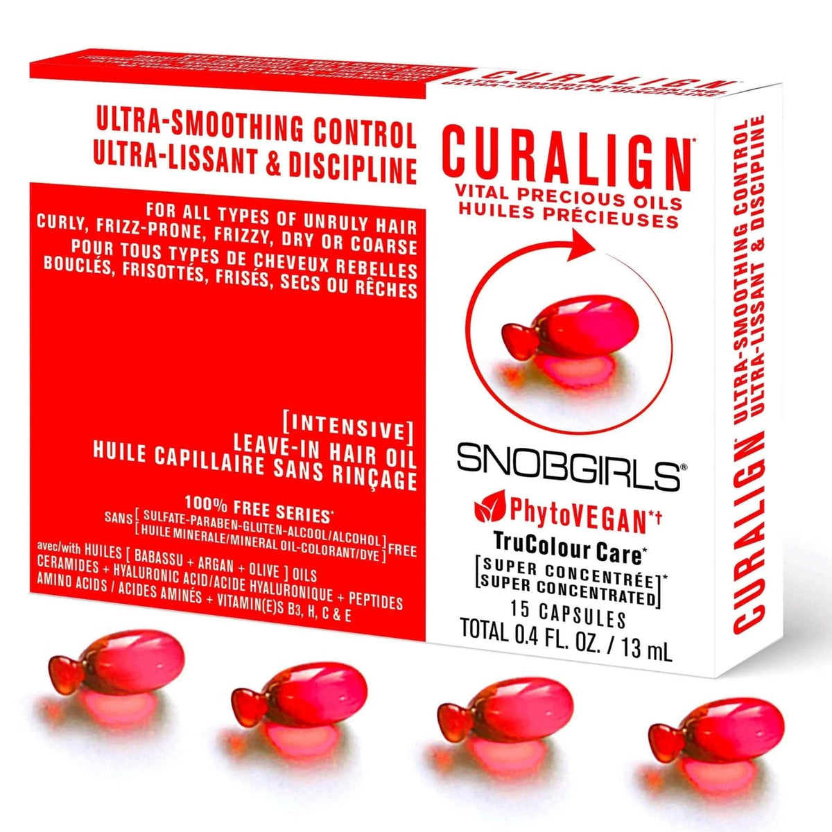 Trio CURALIGN Vegan Shampoo Conditioner and Hair Oil Capsules for unruly, curly, frizzy, dry hair ultra-smoothing control