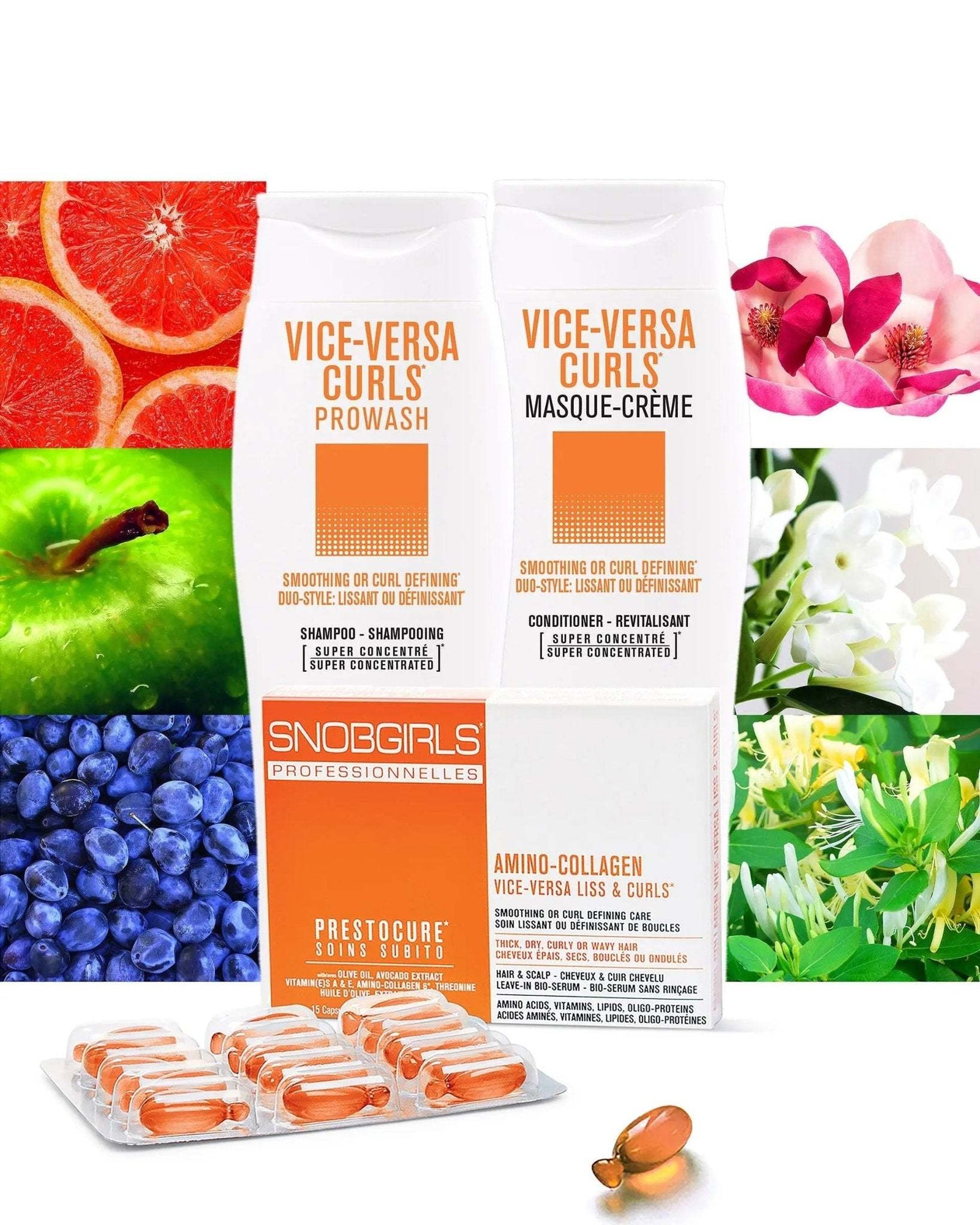 Trio VICE-VERSA CURLS vegan shampoo, conditioner, and hair oil capsules for curly, dry, frizzy hair care