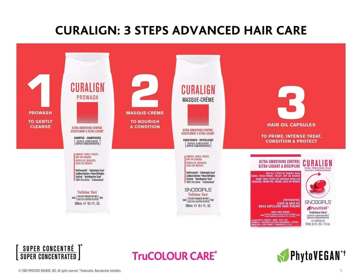 CURALIGN Masque-Creme vegan hair conditioner for unruly, curly, frizzy, dry hair, deeply nourishing and smoothing with anti-frizz control and color protection