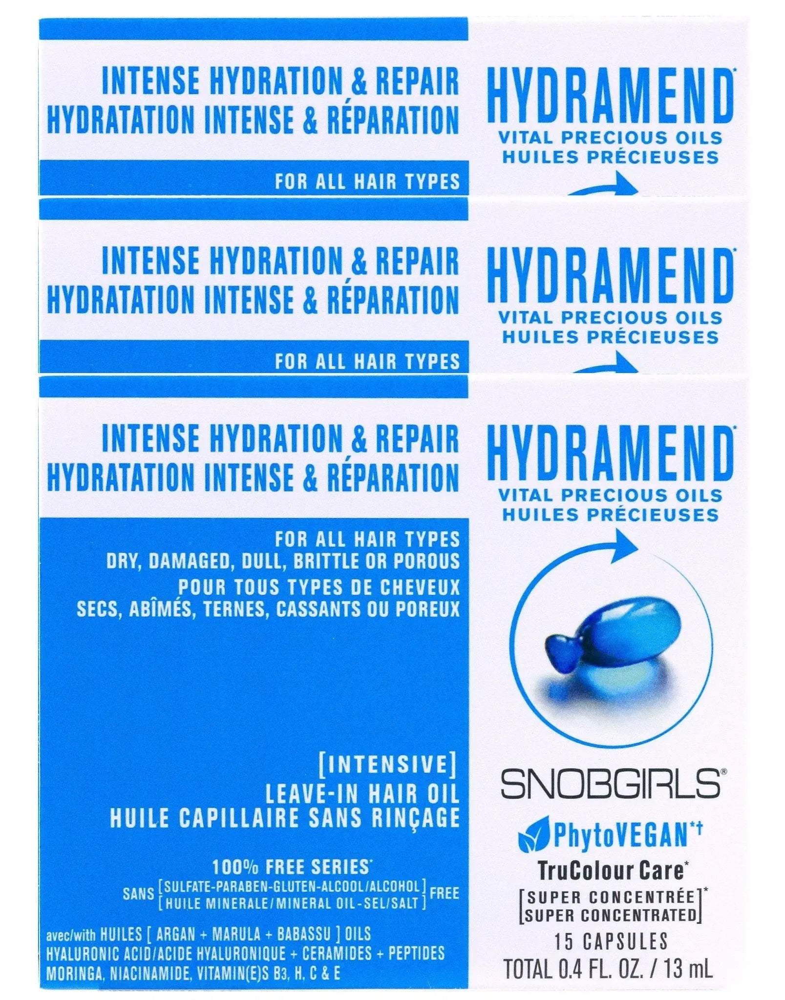 HYDRAMEND Intensive Leave-In Hair Oil with Argan Oil & Hyaluronic Acid - 45 Capsules - SNOBGIRLS.com