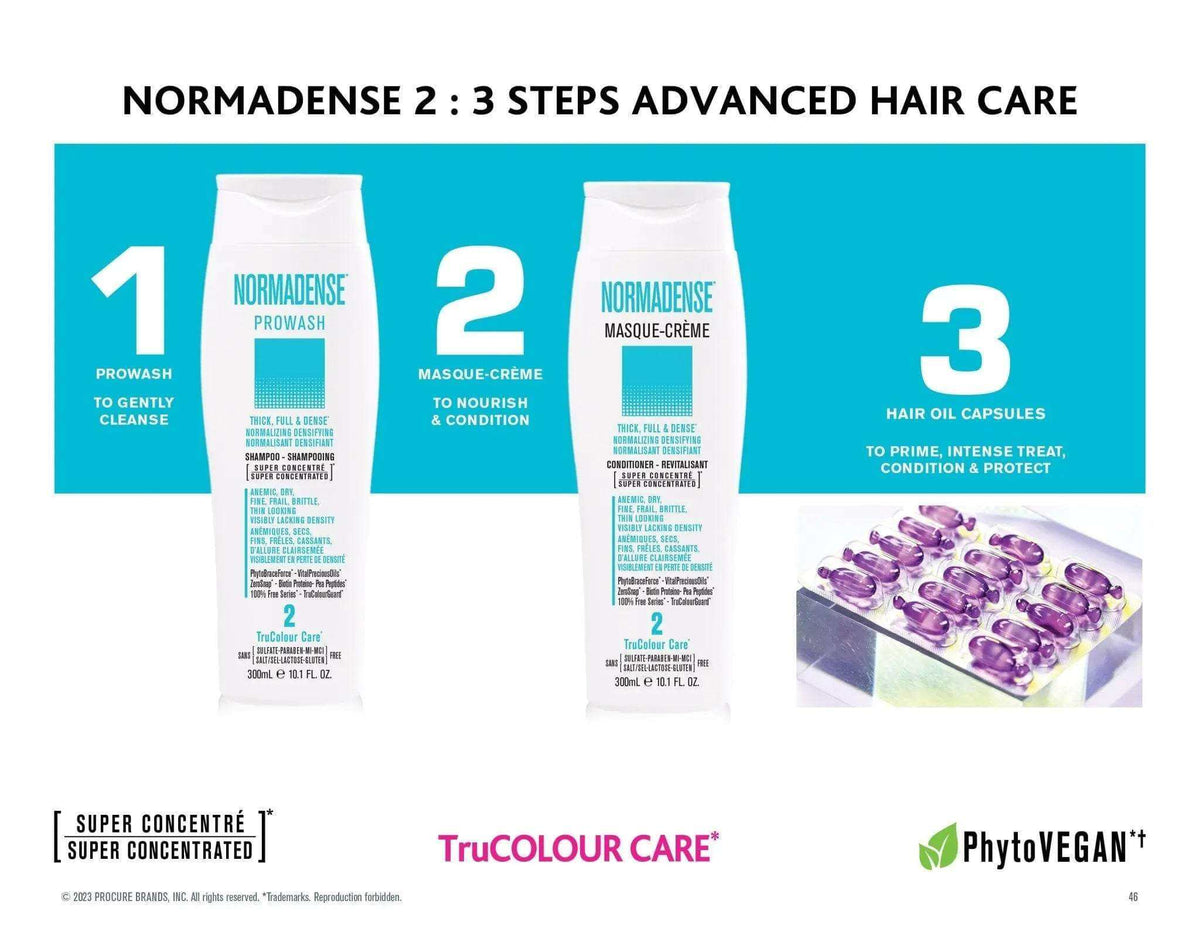 NORMADENSE 2 Prowash vegan shampoo for thick, full, dense hair, deep cleansing and nourishing for dry, fine, brittle, and color-treated hair.