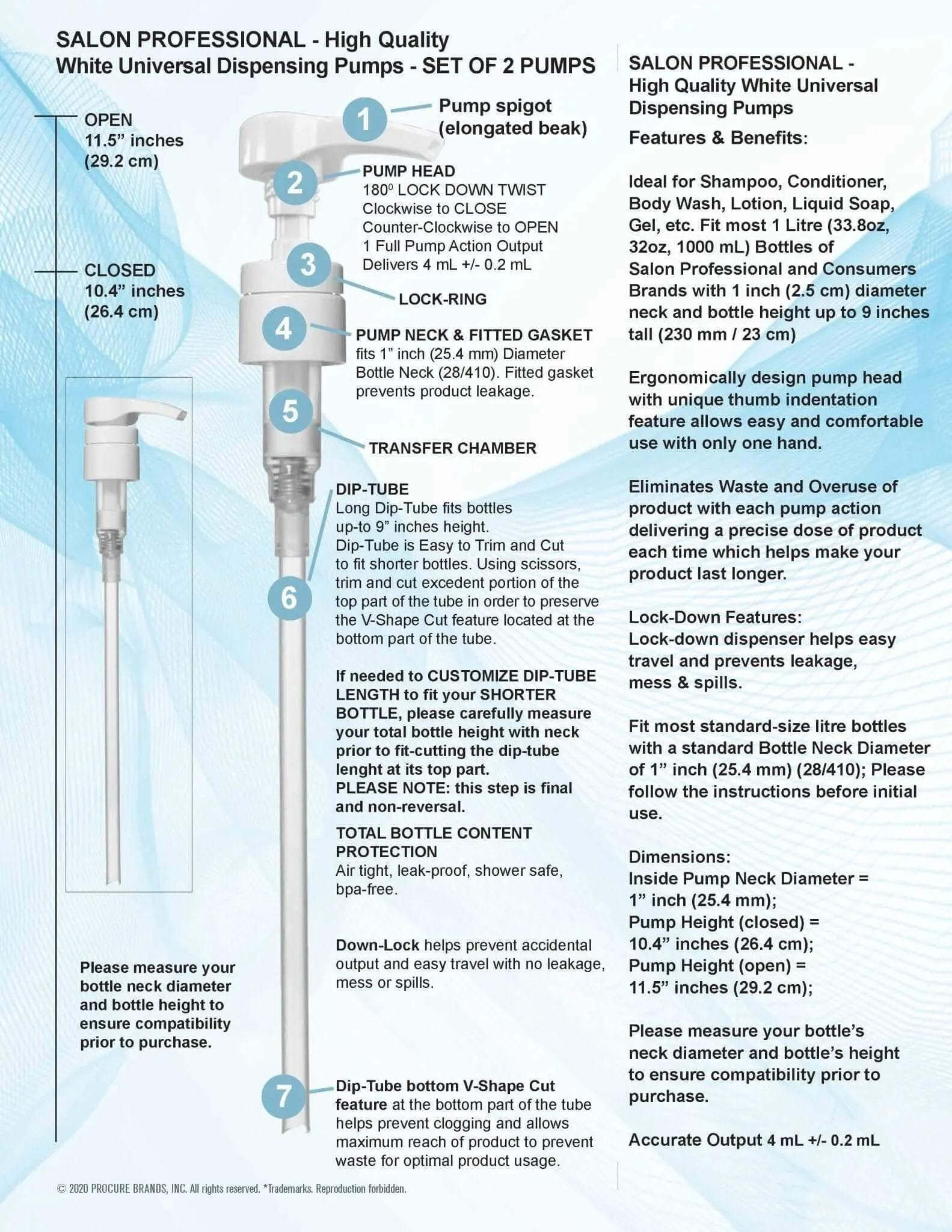 SALON PROFESSIONAL - High Quality White Dispensing Pumps - SET OF 2 PUMPS - SNOBGIRLS.com