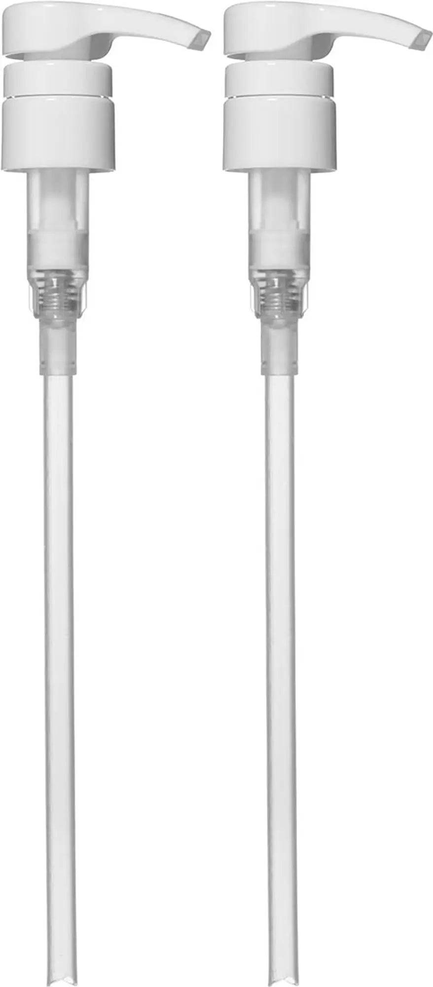 High quality white dispensing pumps set of 2 for 1 litre bottles with ergonomic design and lock-down feature