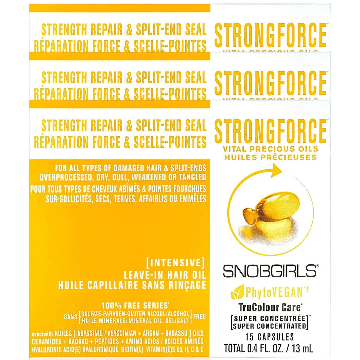 STRONGFORCE VITAL PRECIOUS OILS - 45 CAPSULES PhytoVEGAN Super Concentrated Intensive Leave-In Hair Oil - SNOBGIRLS.com