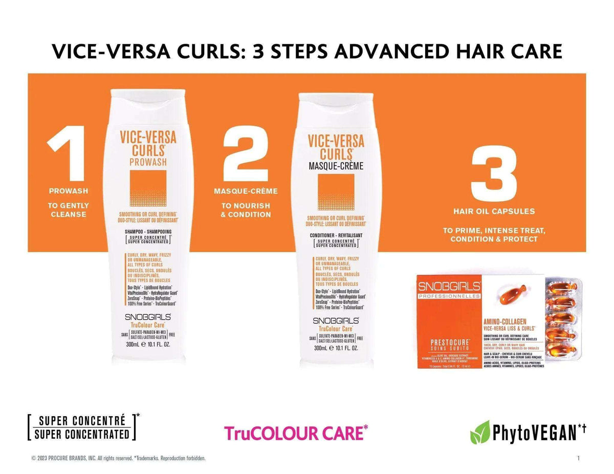 VICE-VERSA CURLS vegan hair care shampoo, conditioner, and oil capsules for curly, dry, and frizzy hair